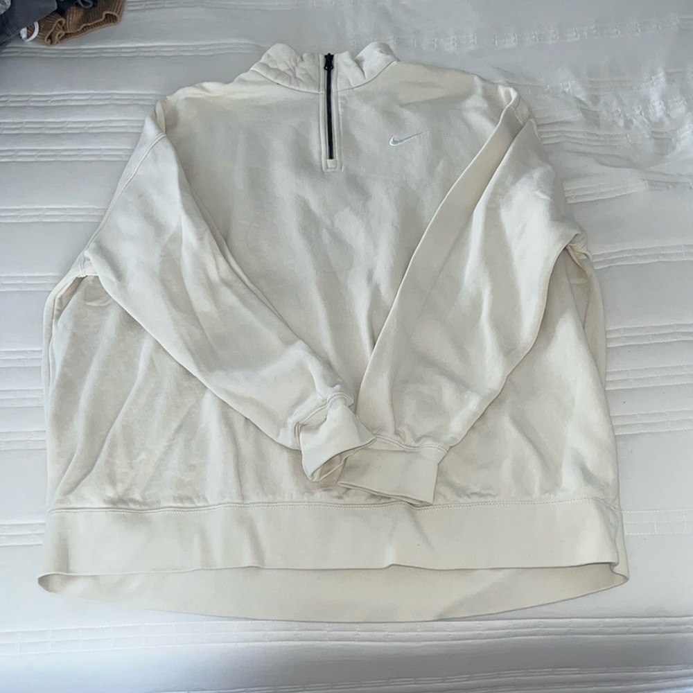 Medium Cream Nike Cotton Quarter Zip